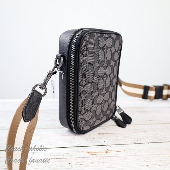 NWT Coach C8237 Stanton Crossbody In Signature Jacquard in Gunmetal/Black - Picture 6 of 14